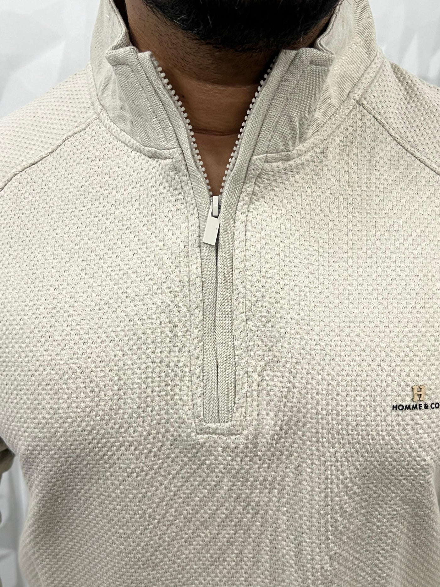 High neck popcorn fabric t-shirt