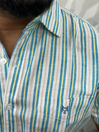 Retro stripes half shirt