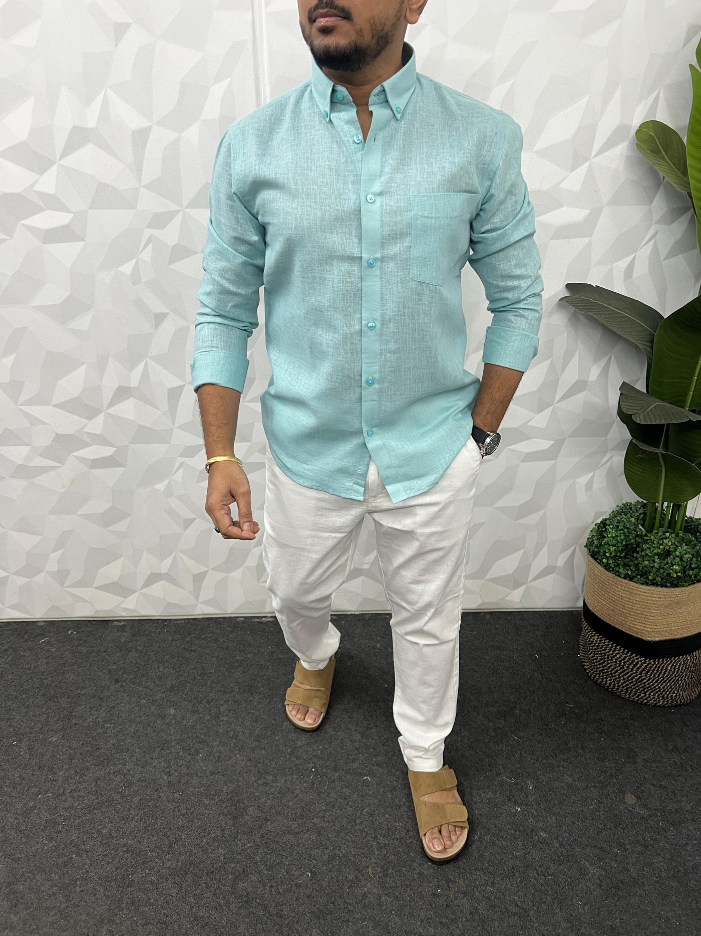 Khadi linen fabric plain shirt