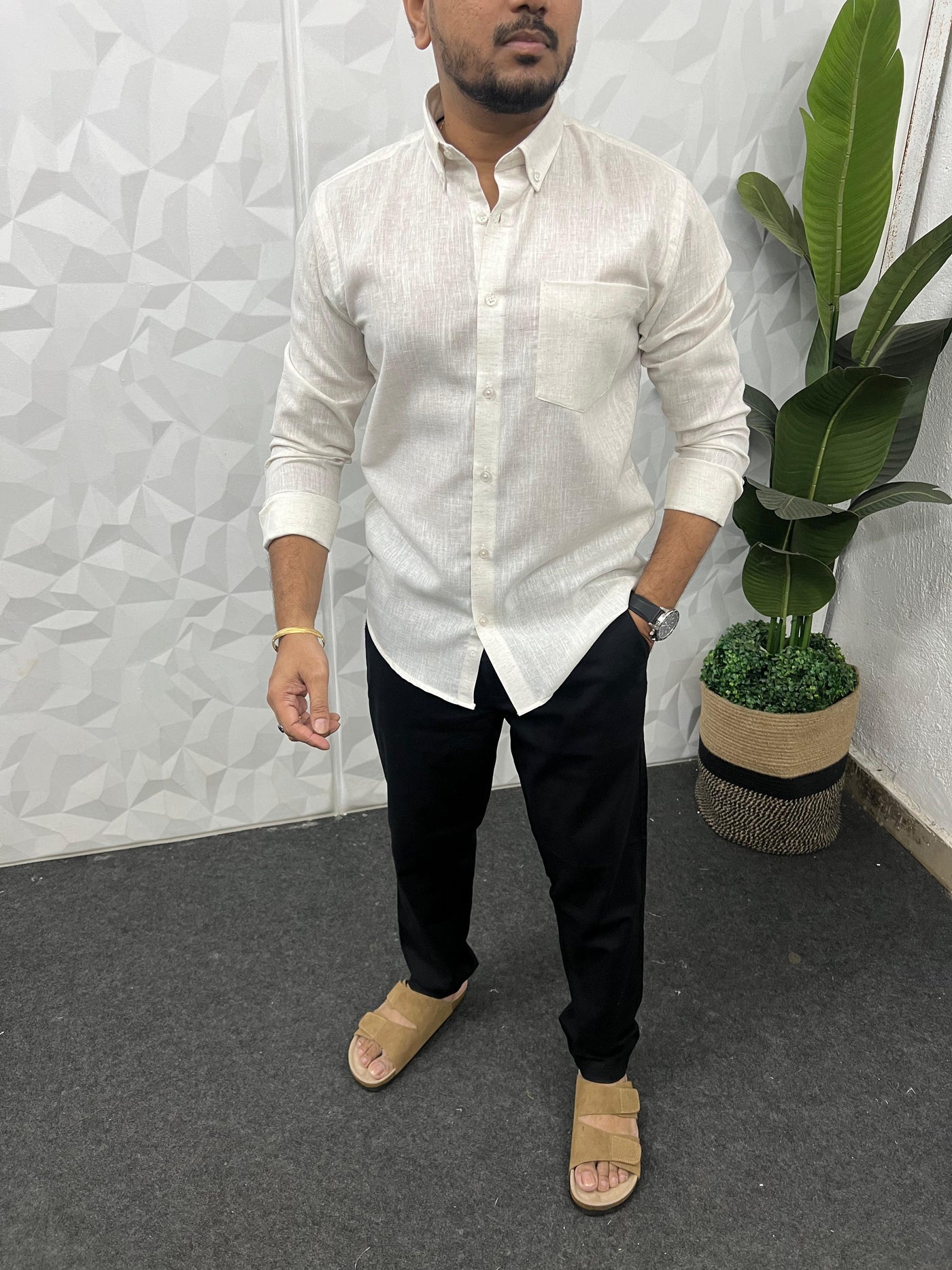 Khadi linen fabric plain shirt