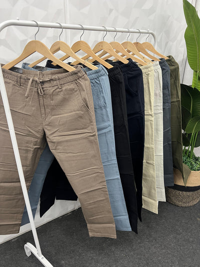 Blend linen fabric chino pant
