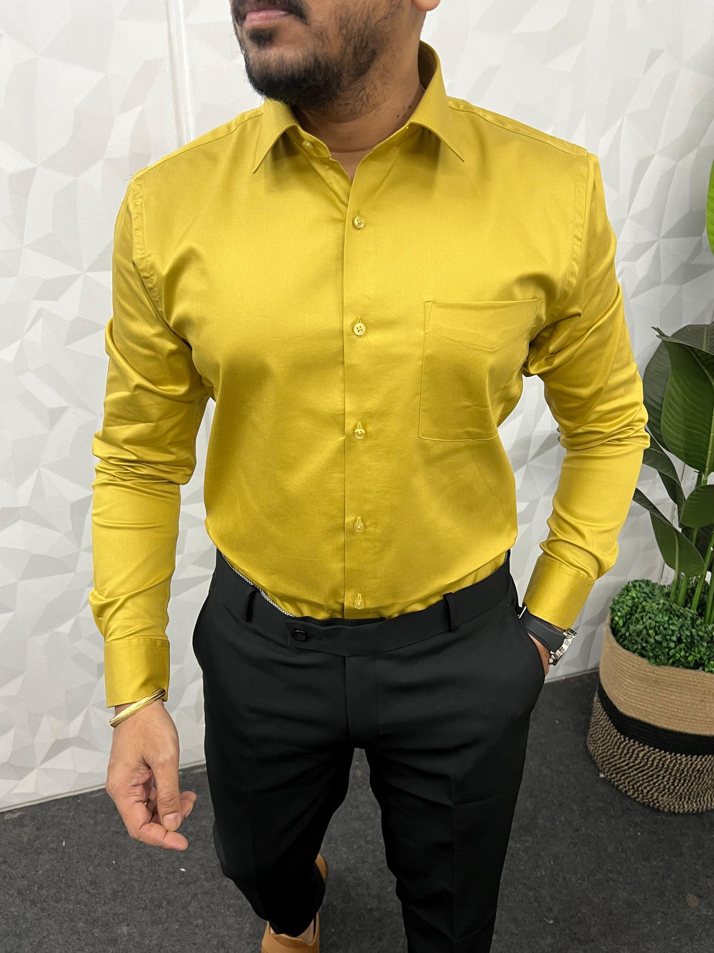 Cotton lycra fabric plain shirt
