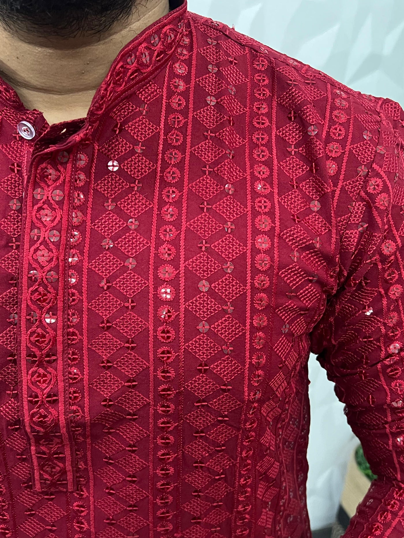 Lucknowi fabric long kurta