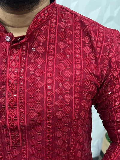 Lucknowi fabric long kurta