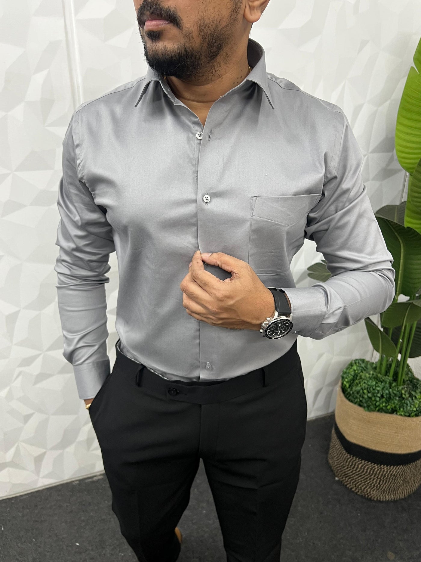 Cotton lycra fabric plain shirt