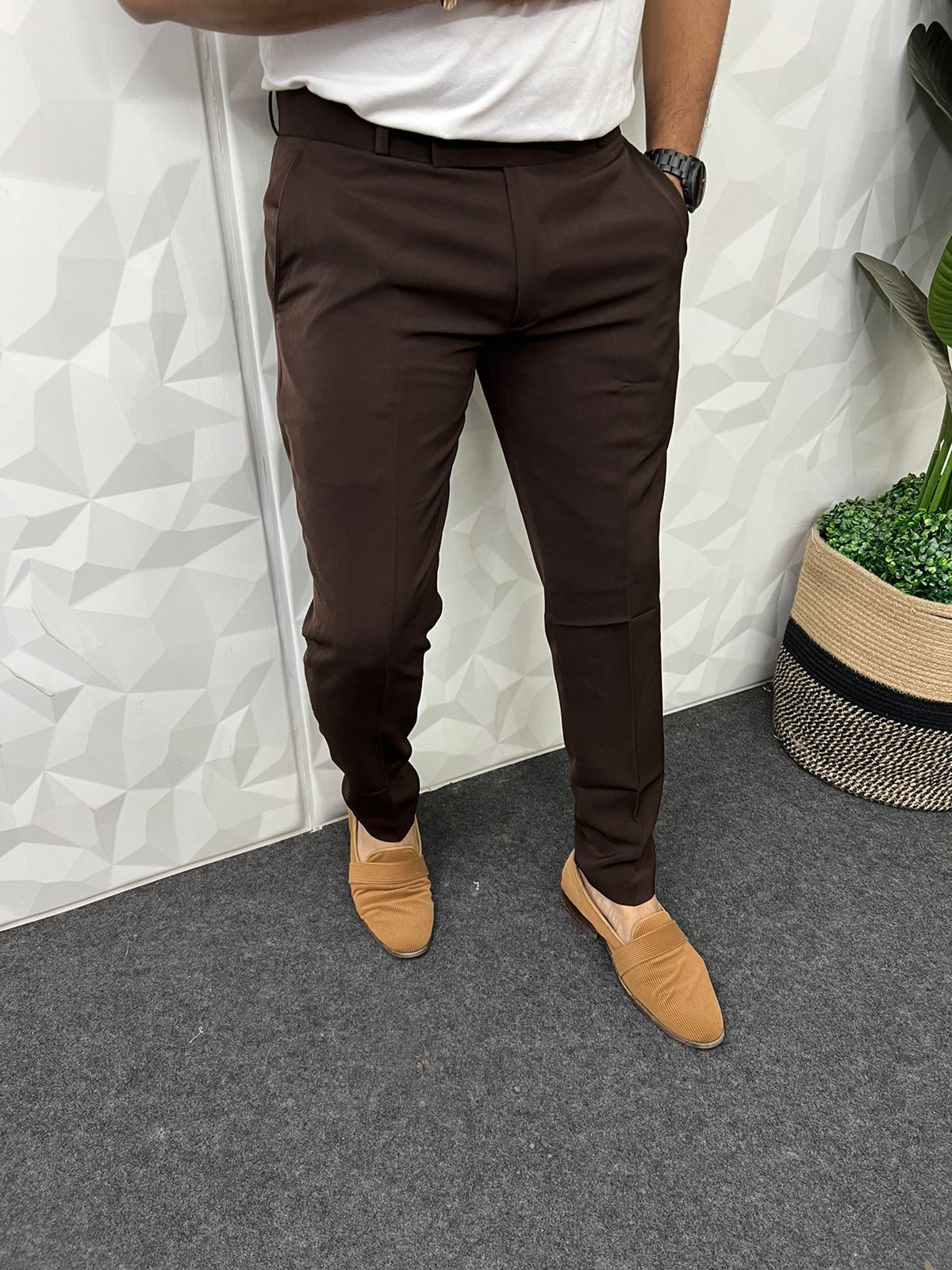 Lachka fabric trouser ( Dark brown )