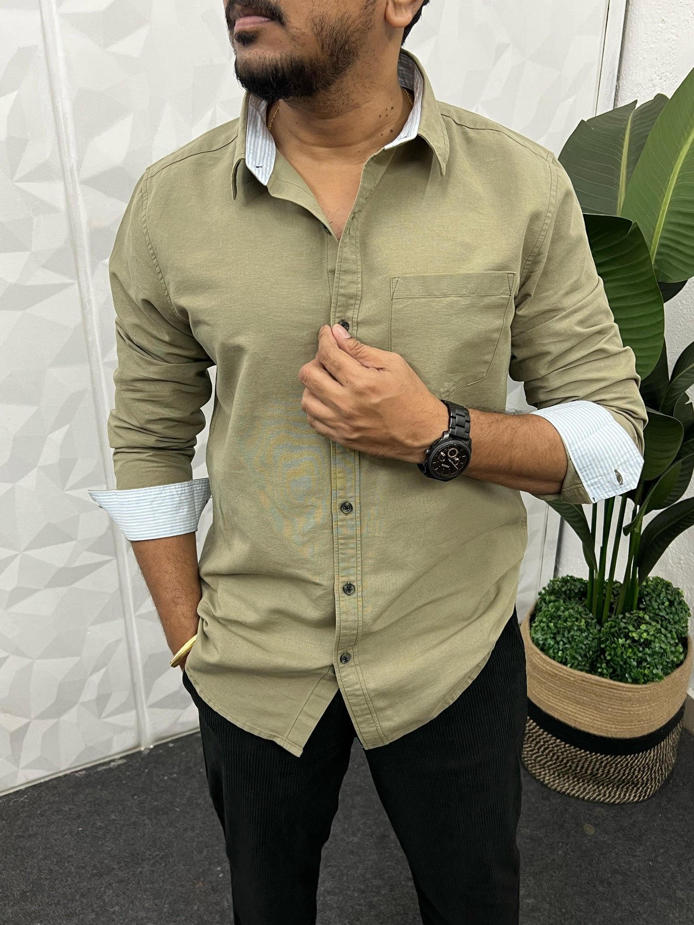 Cotton blend linen shirt