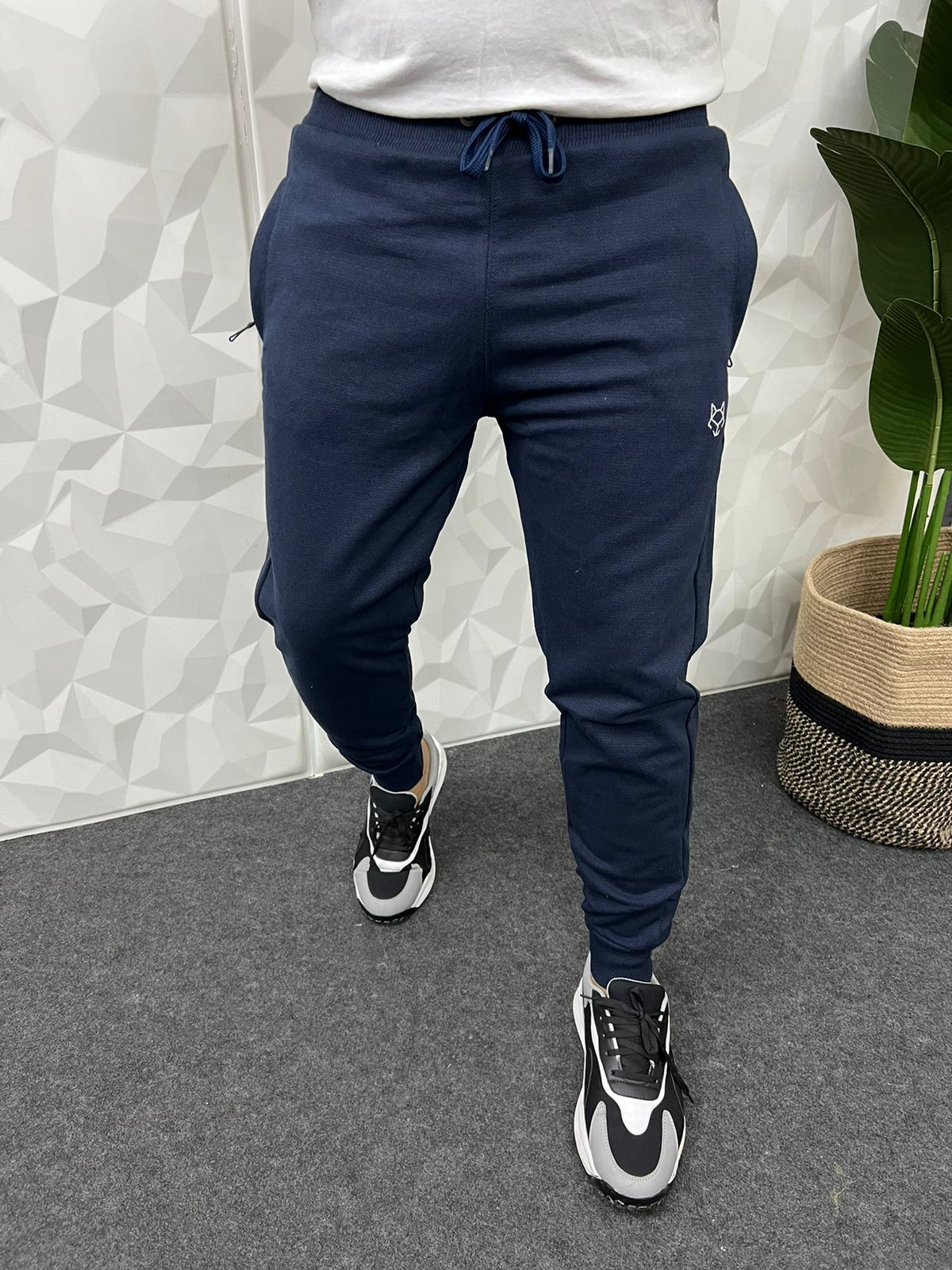 Jute fabric navy blue track pant