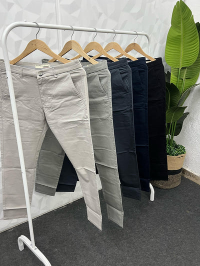 Cotton soft feel ankle chinos ( black )