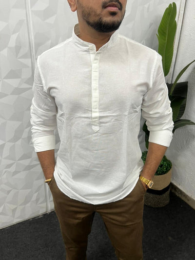 Slub linen short kurta
