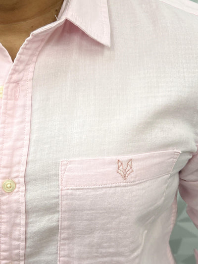 Double cloth soft linen shirt ( light pink )