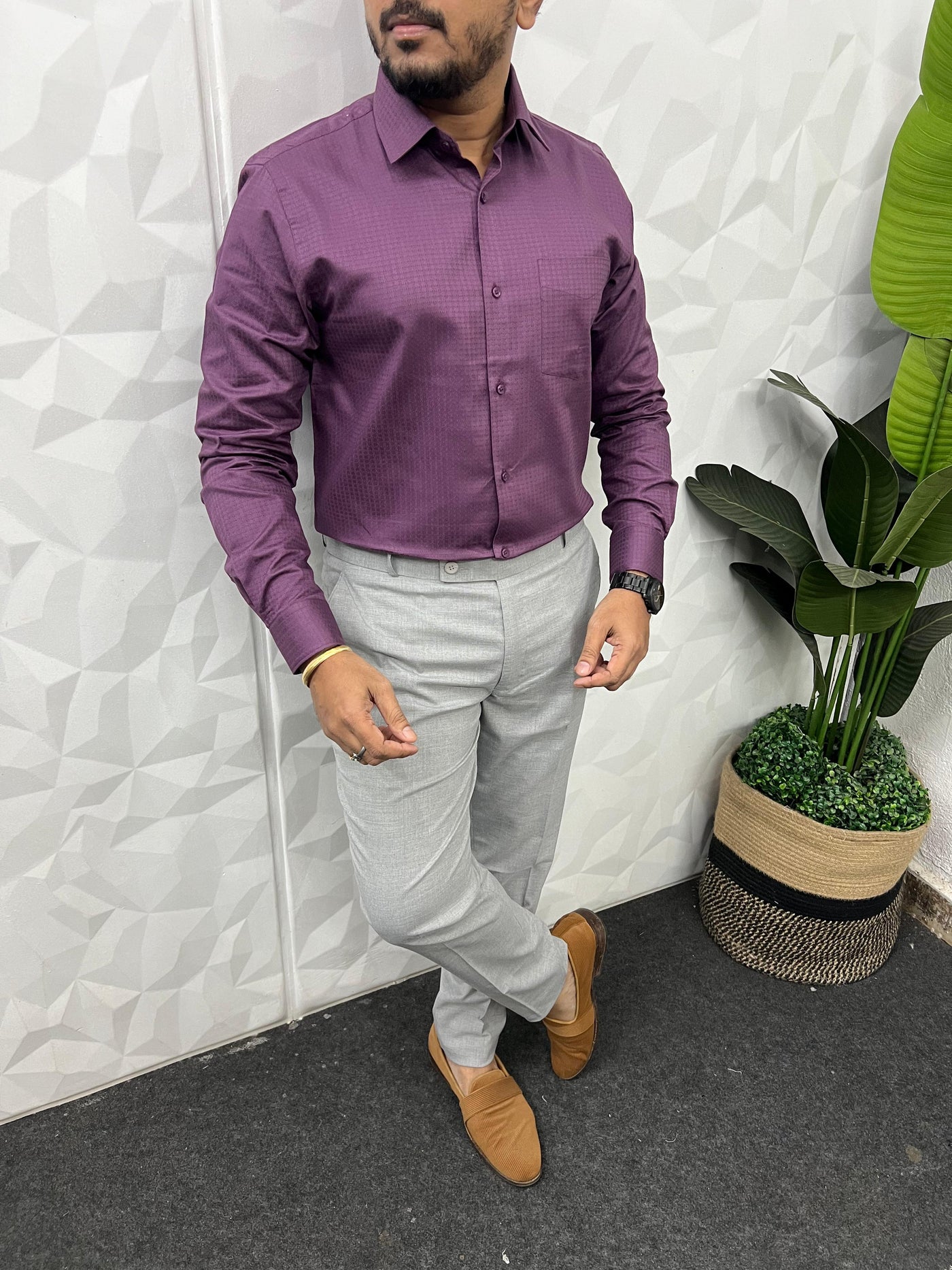 Self texture party wear shirt