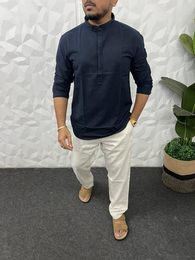 Slub linen short kurta