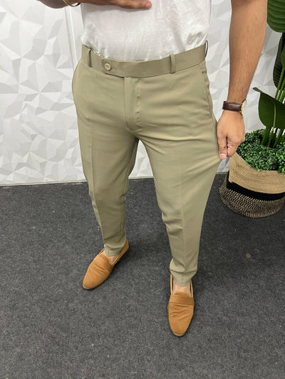 Cotton lycra fabric khaki trouser