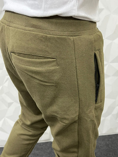 Jute fabric olive green track pant