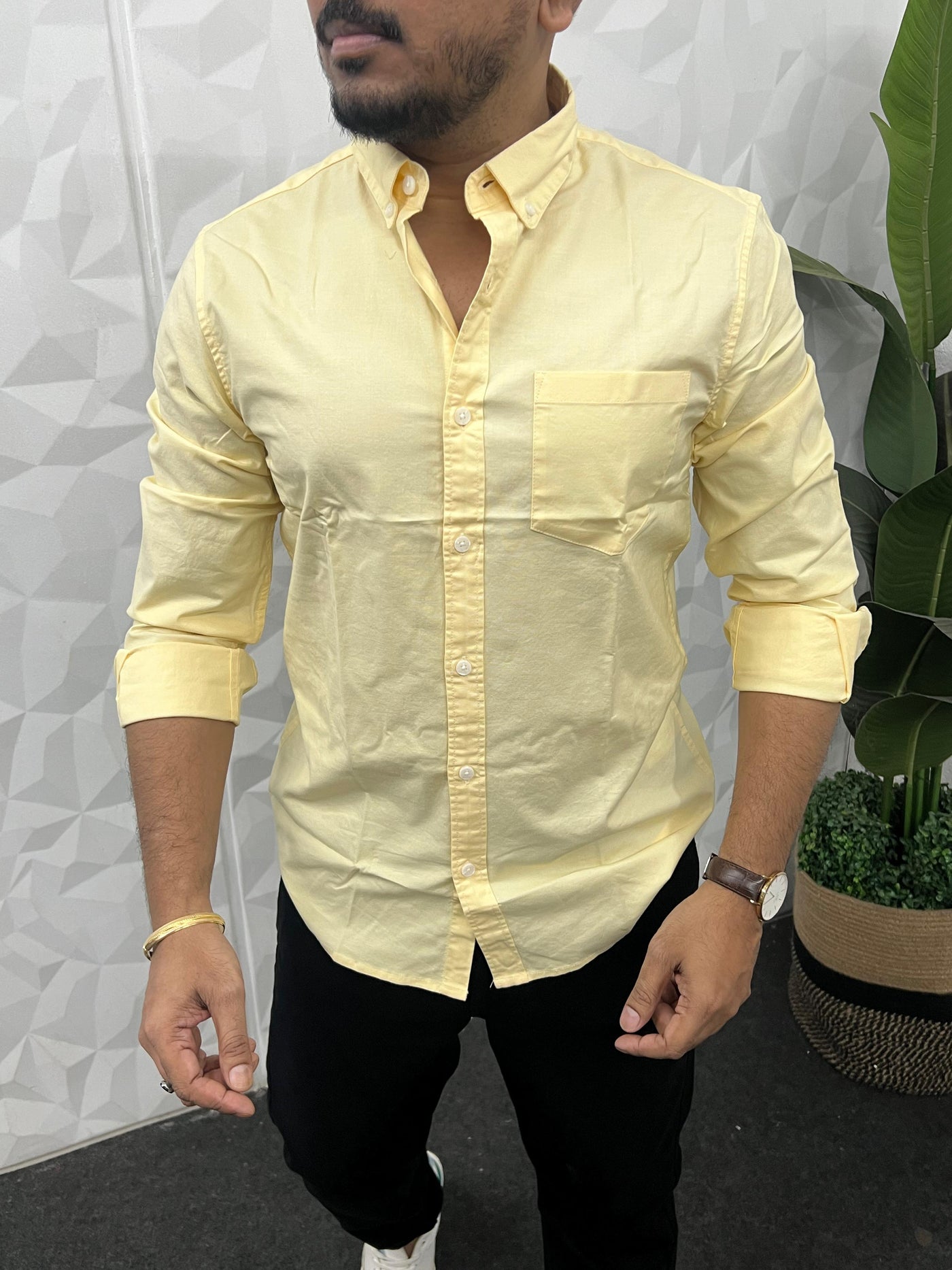 Oxford fabric plain shirt