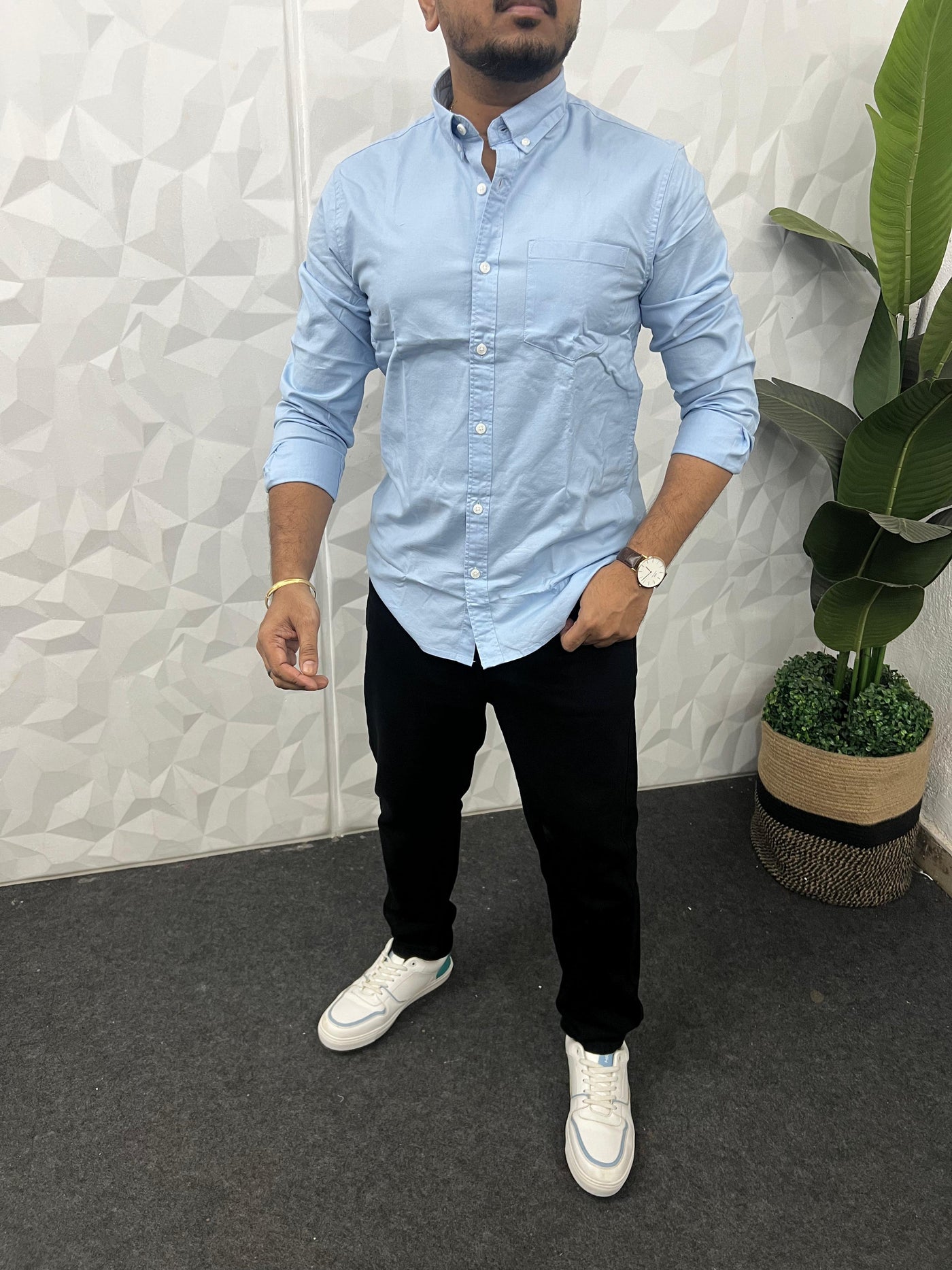 Oxford fabric plain shirt