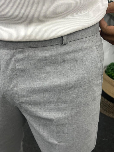 Melange cotton fabric trouser ( Light Grey)