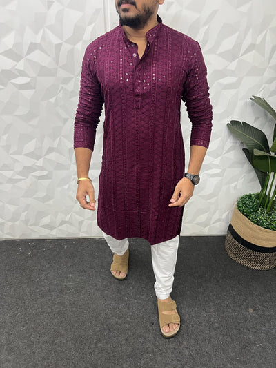 Lucknowi fabric long kurta