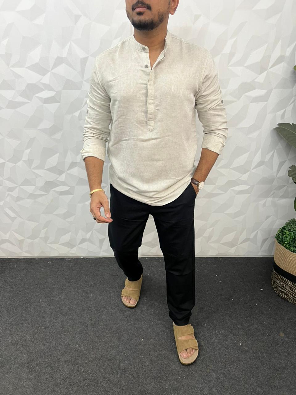 Linen texture short kurta