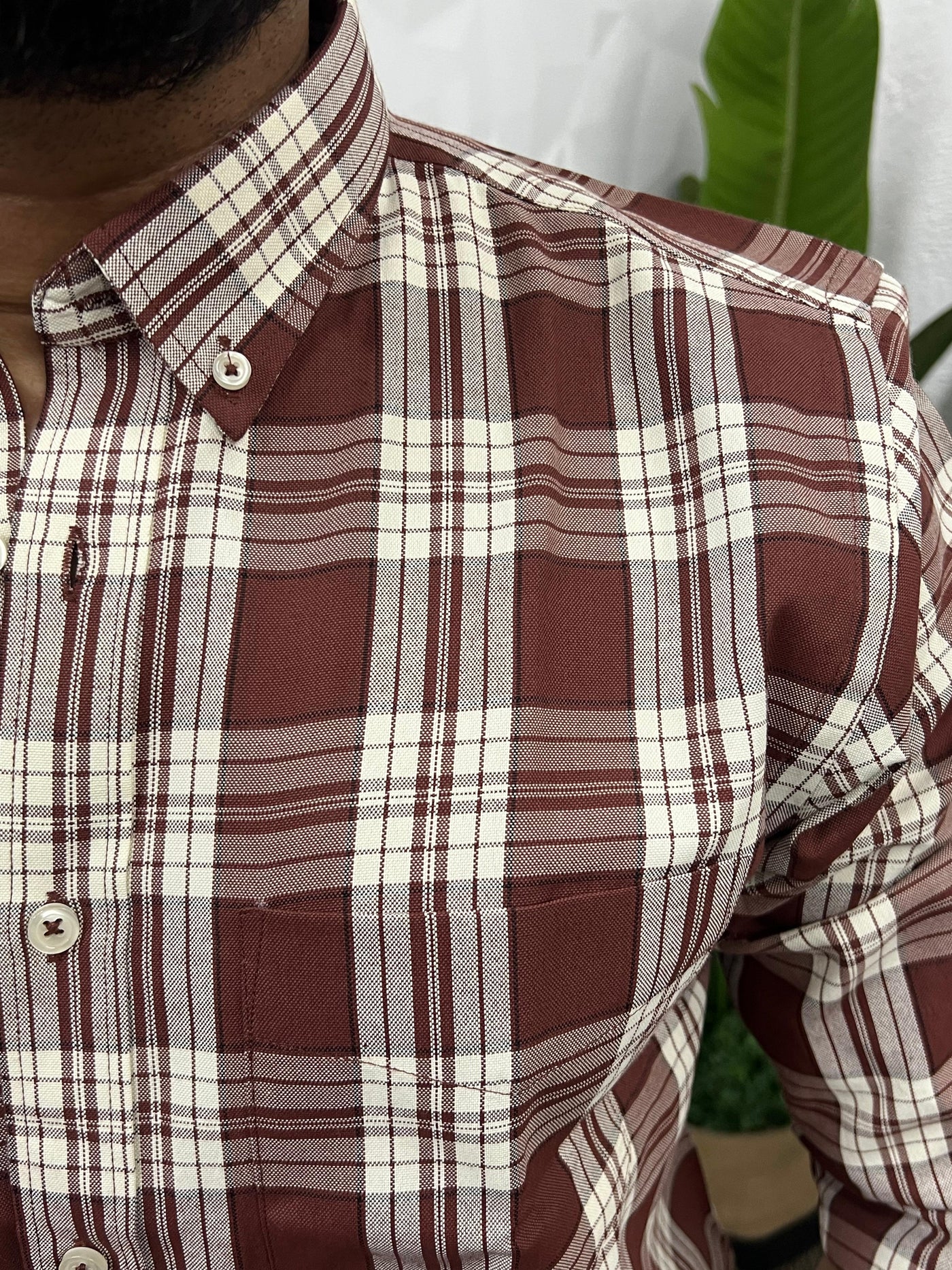 Oxford fabric yarn dyed chex shirt