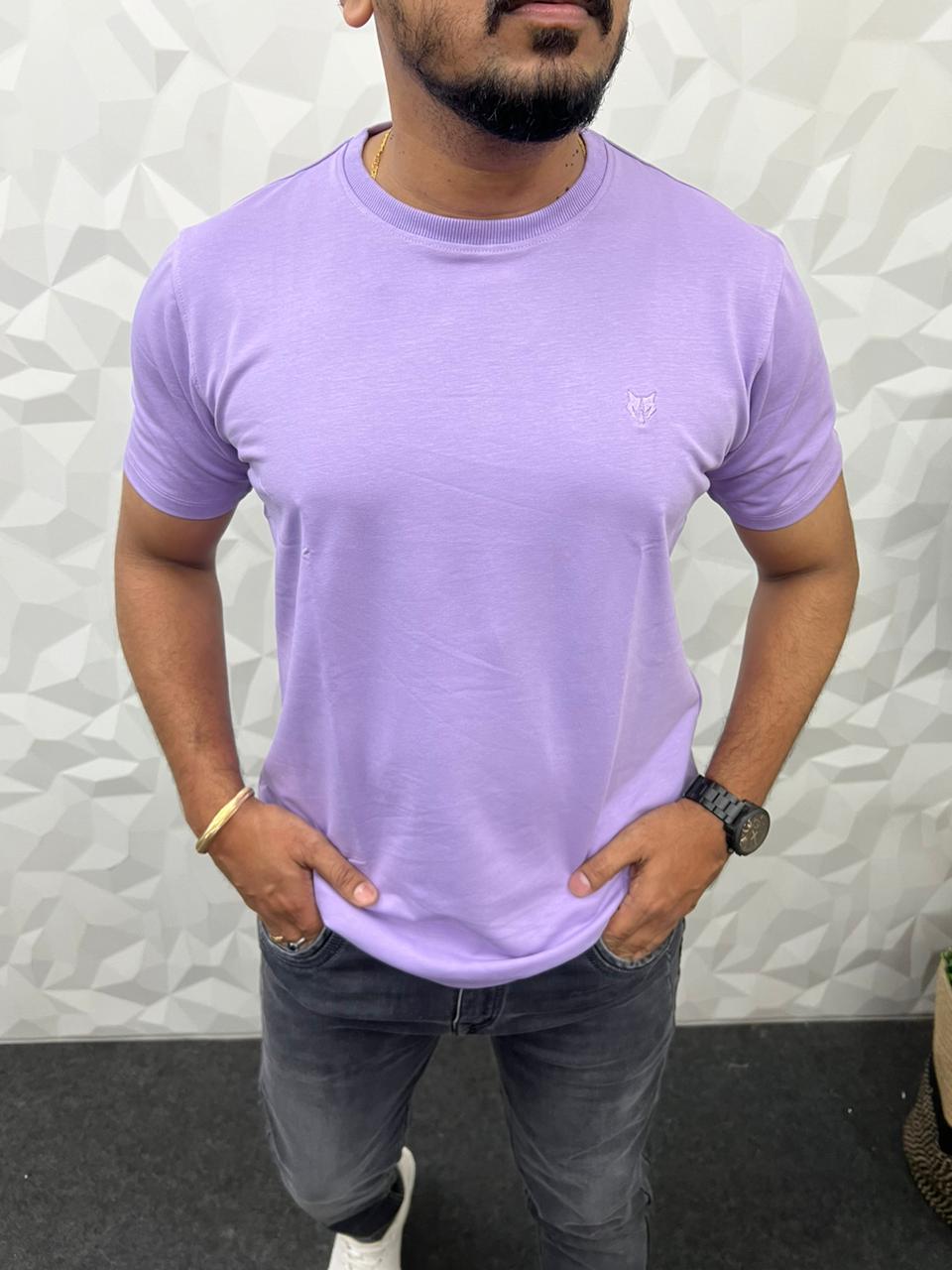 4 way lycra fabric solid t-shirt ( lilac )