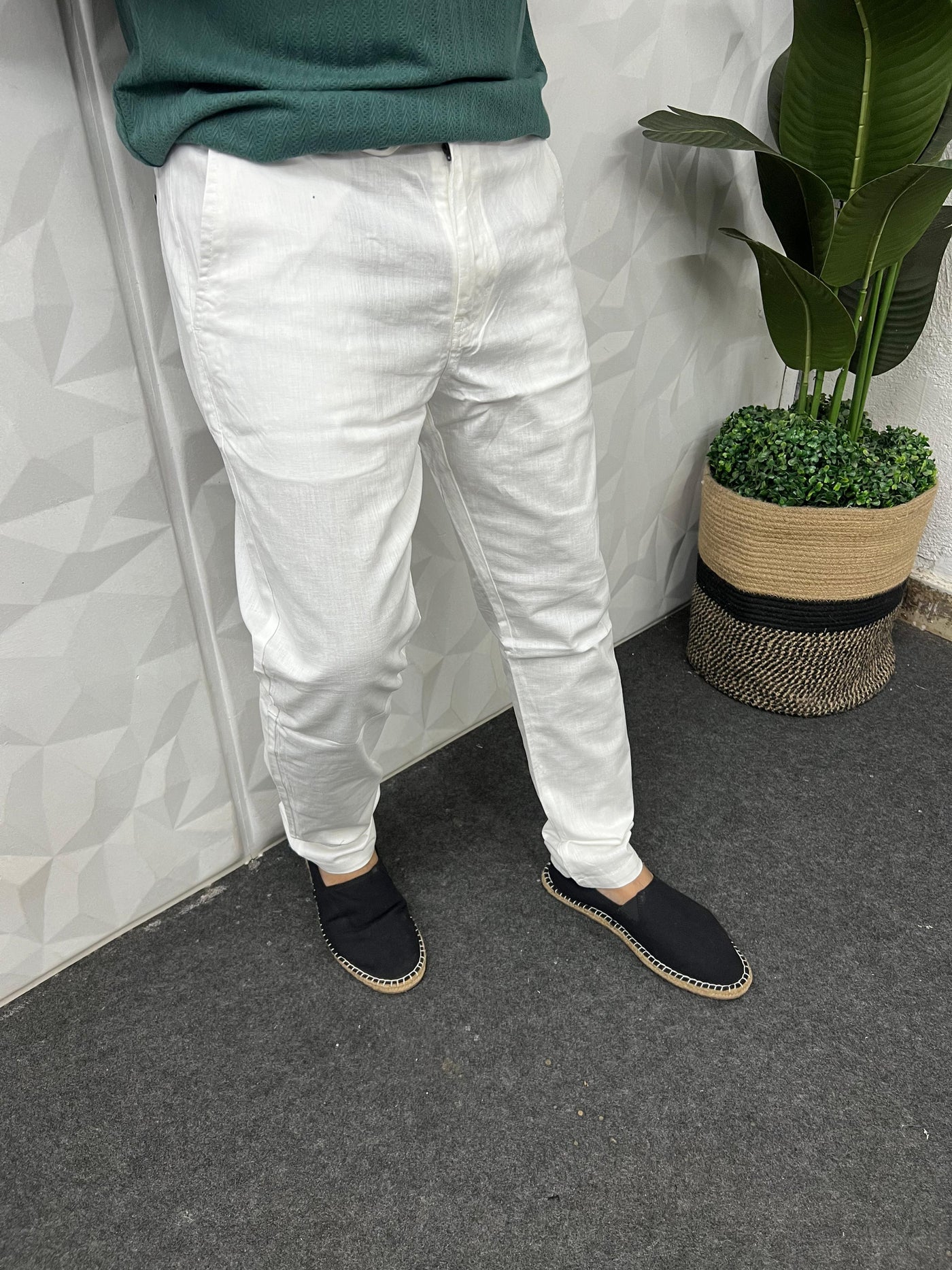 Dobby linen fabric pants