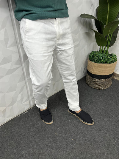 Dobby linen fabric pants