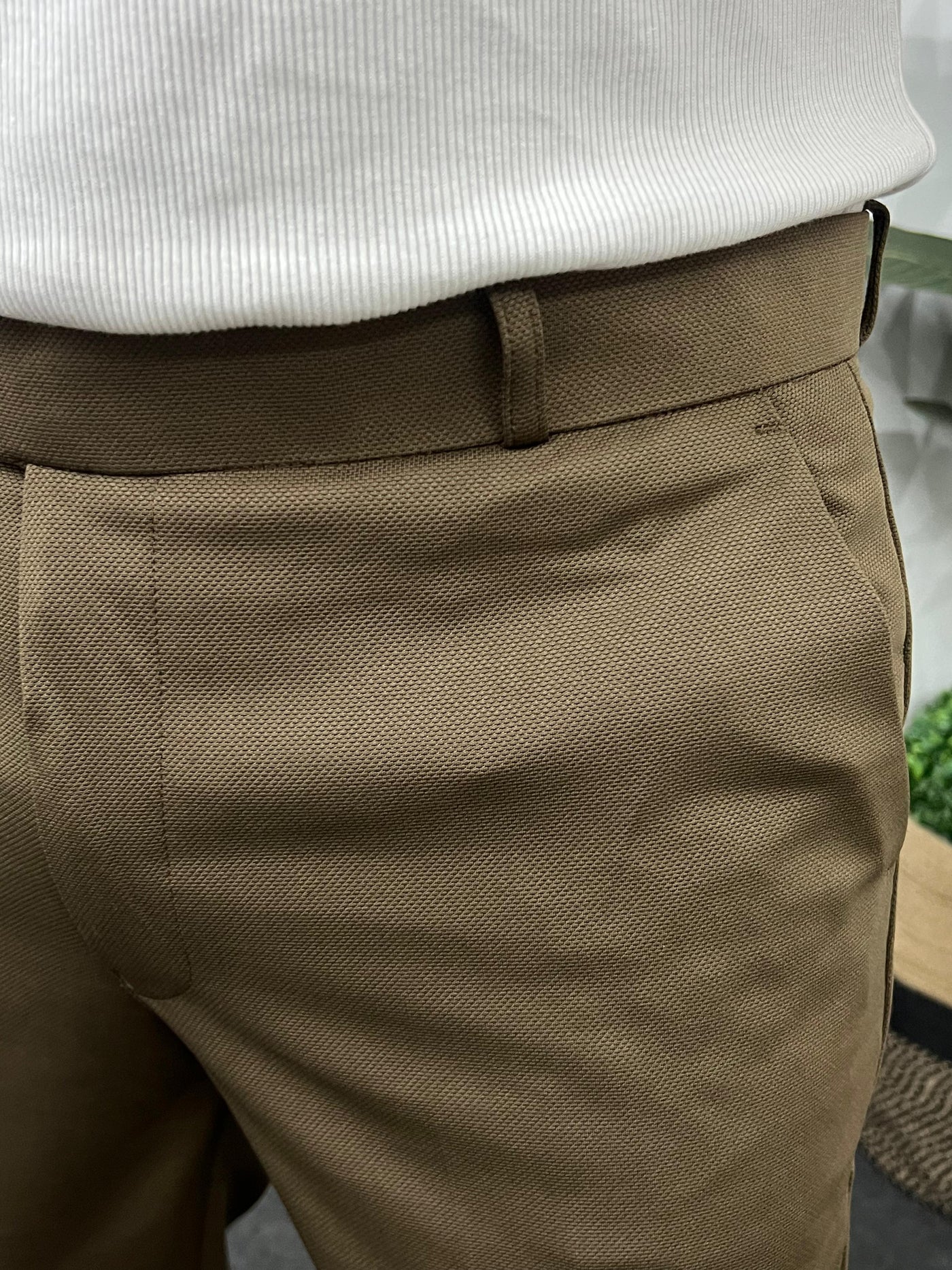 Peanut fabric ankle trouser (Dark Brown)