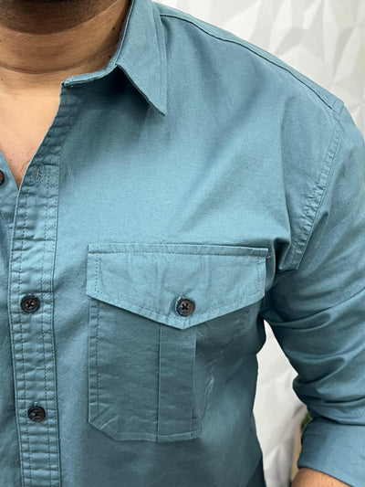 Oxford lycra cargo shirt (Aqua blue)