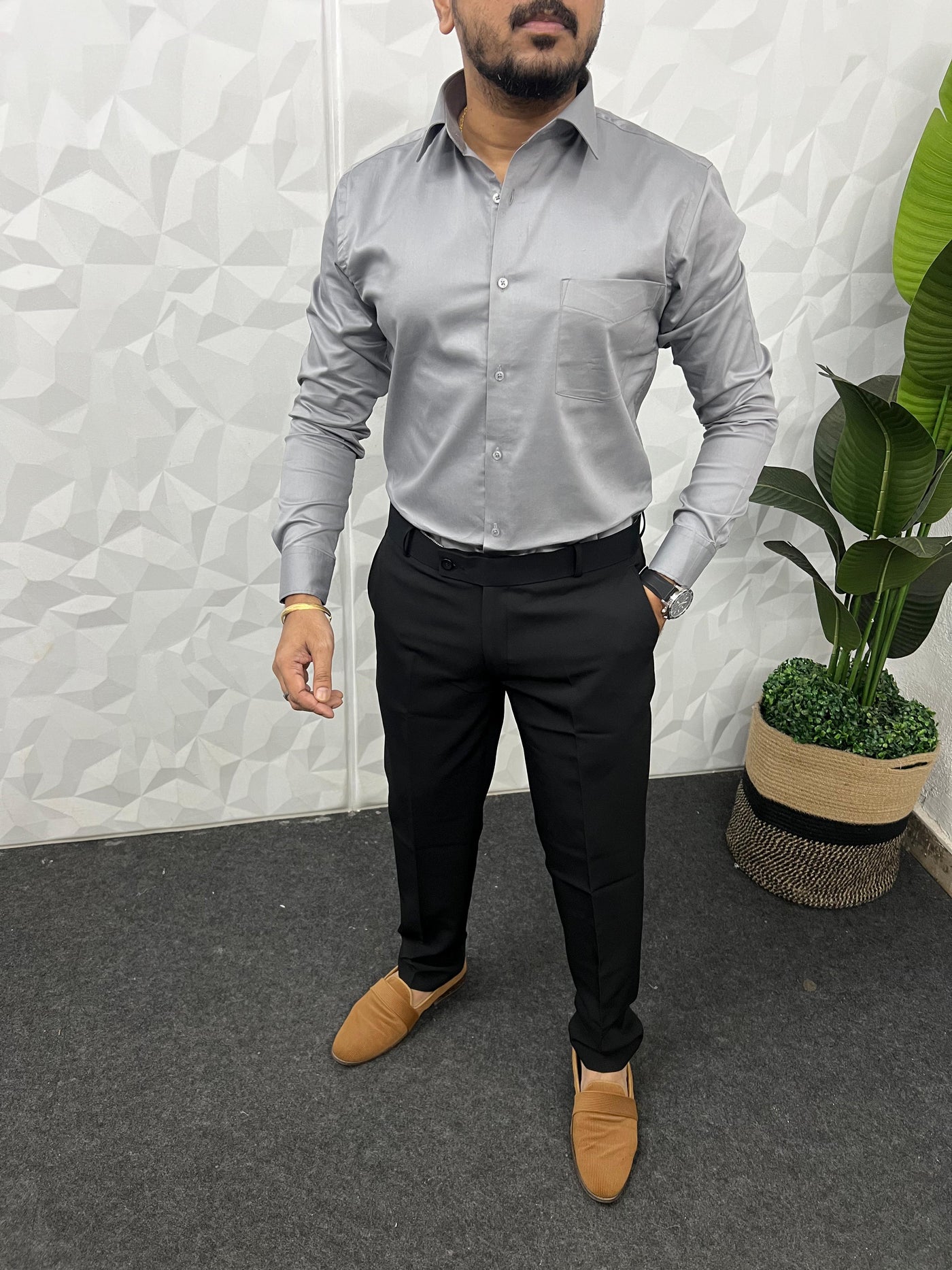 Cotton lycra fabric plain shirt