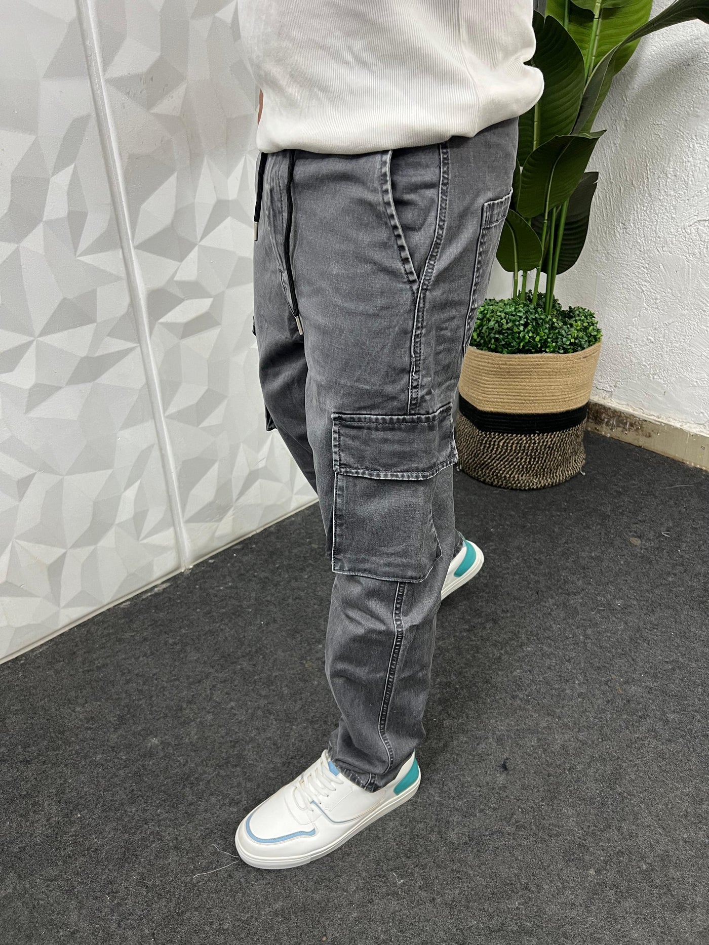 Denim fabric cargo pant