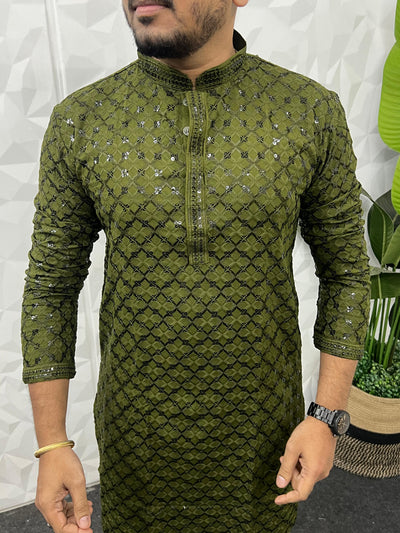 Lucknowi fabric long kurta