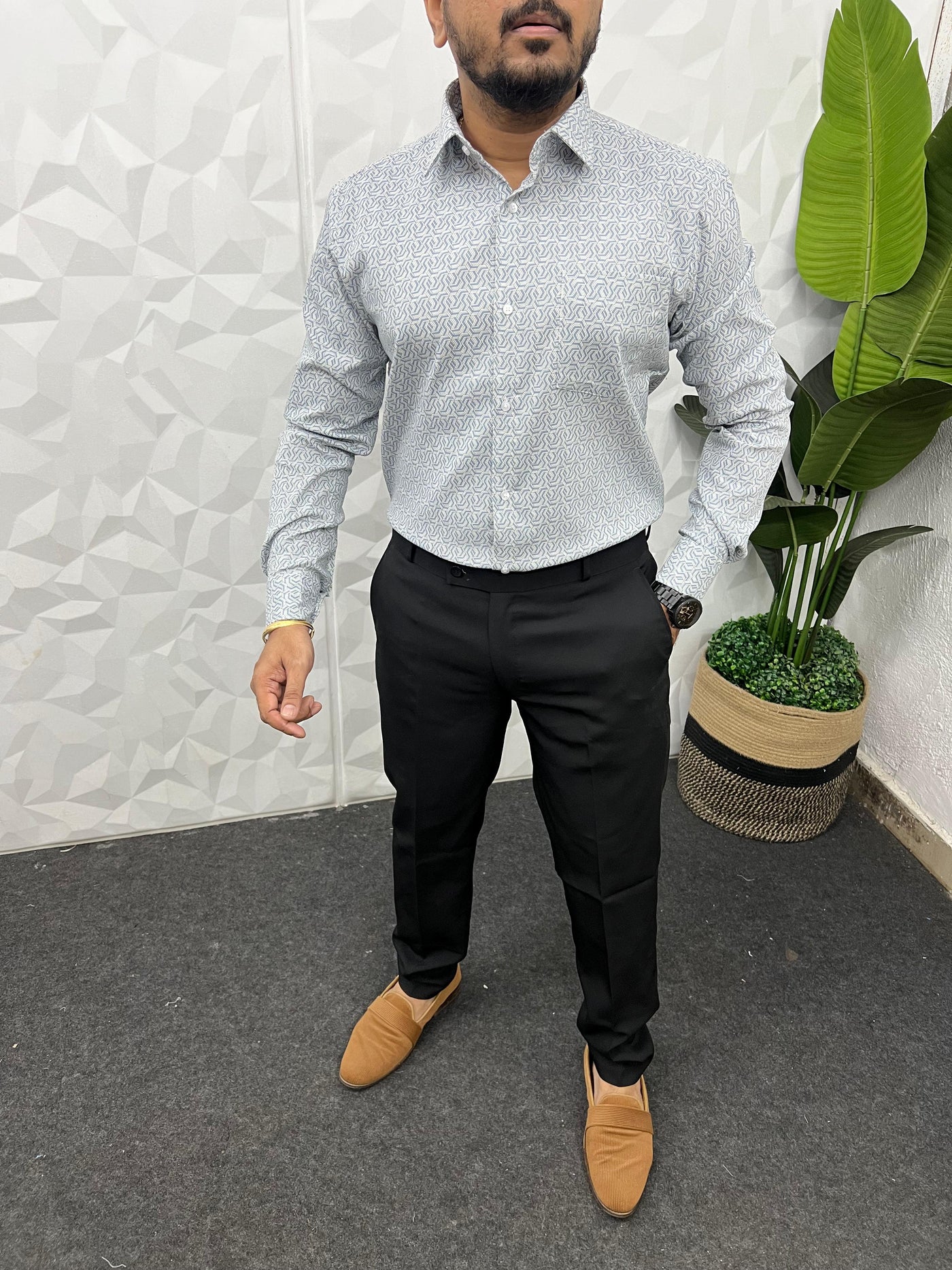 Cotton fabric formal print shirt