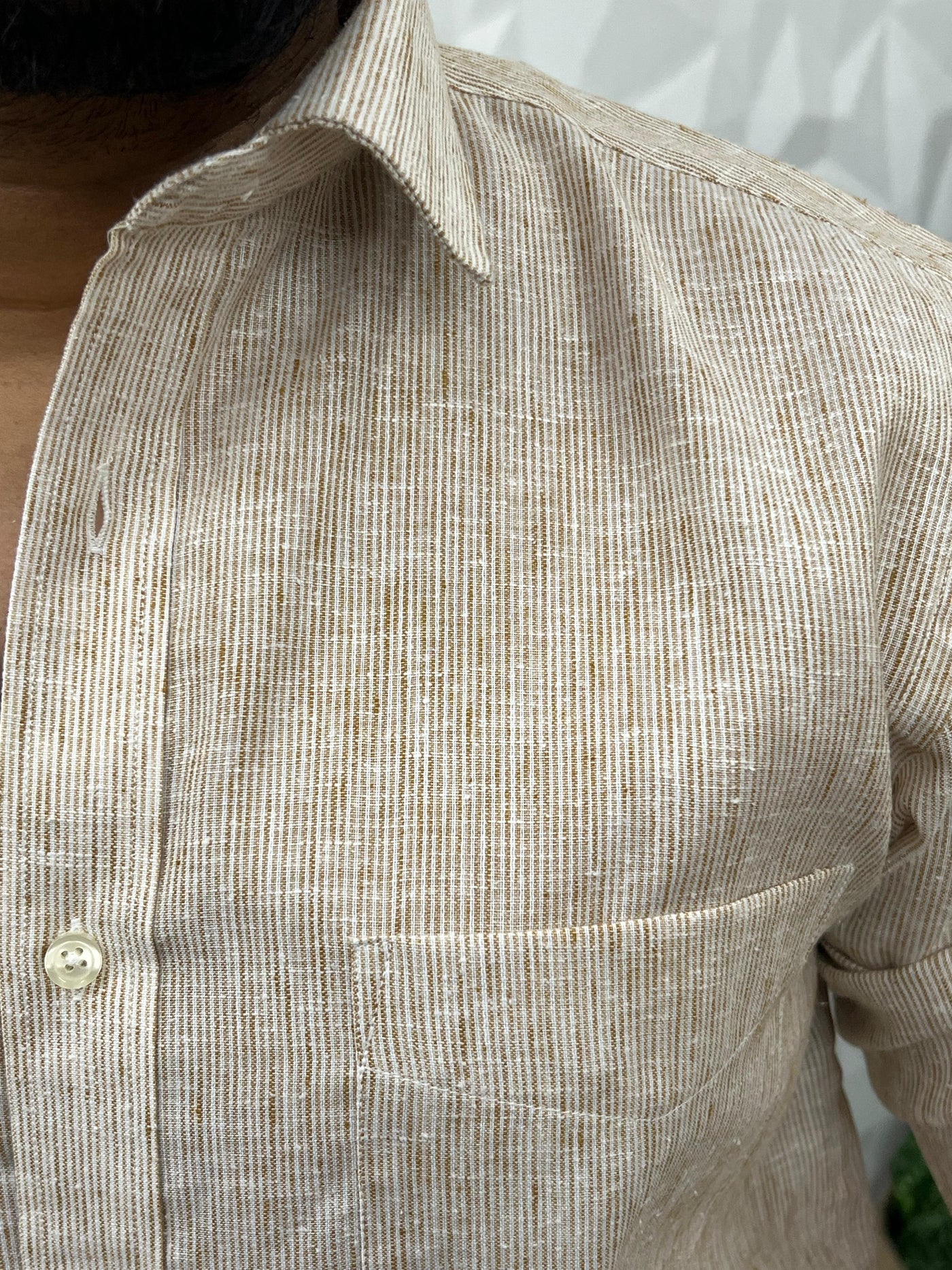 Oxford fabric fine stripes shirt