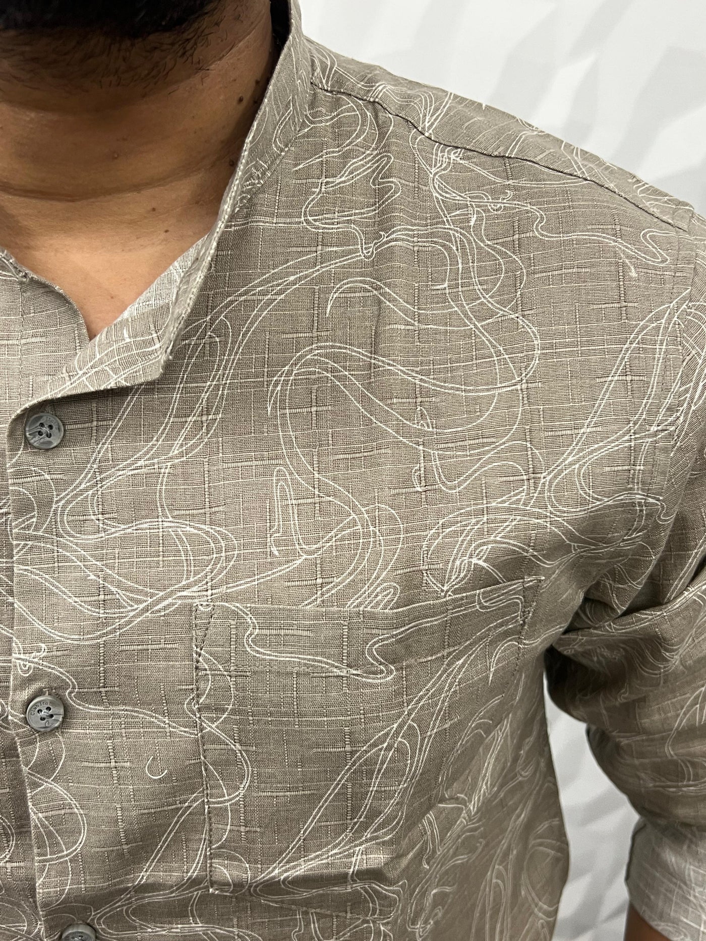 Mandarin collar printed shirt