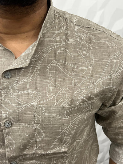 Mandarin collar printed shirt