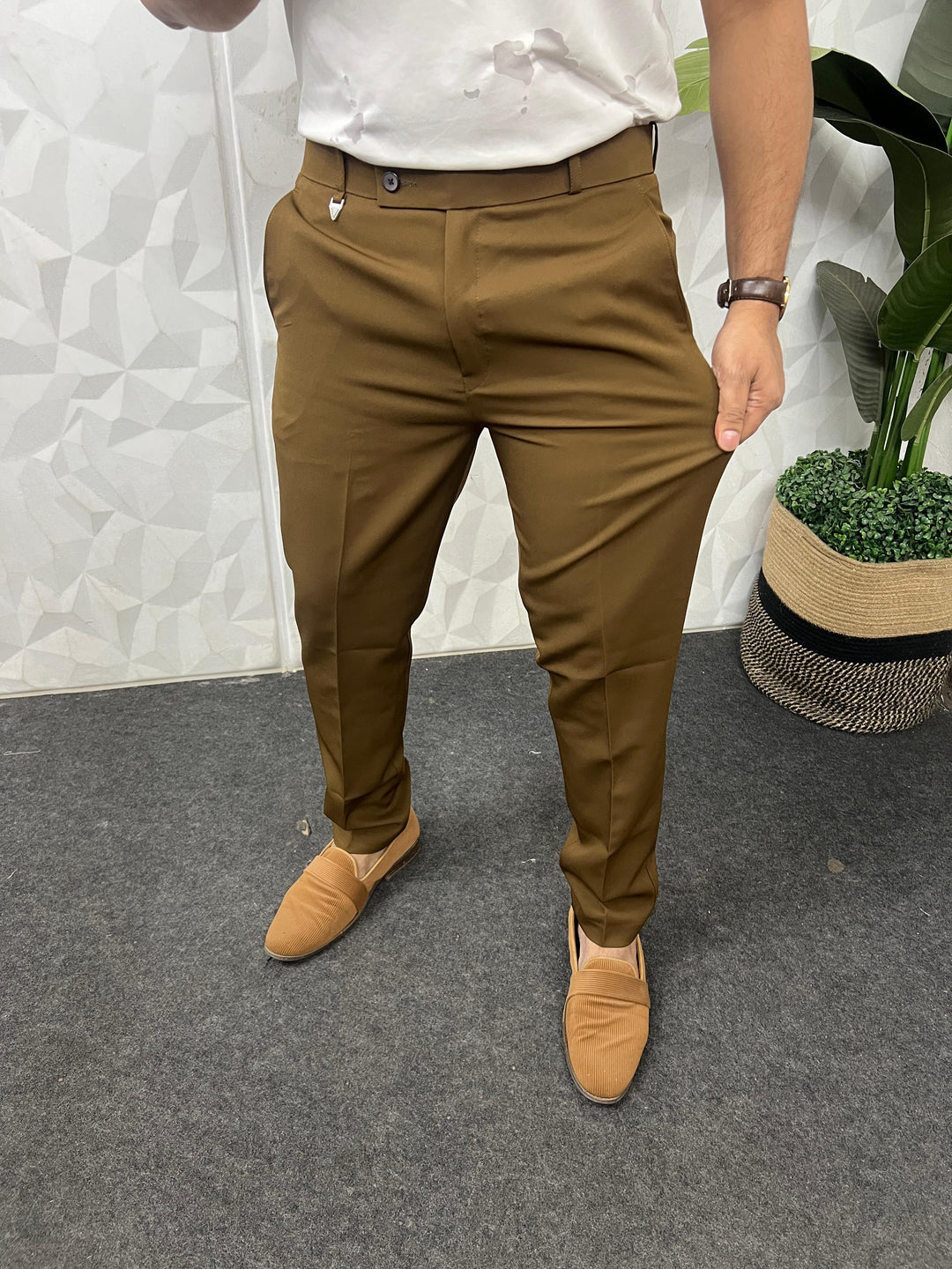 Cotton lycra brown trouser – Wearhousewolves
