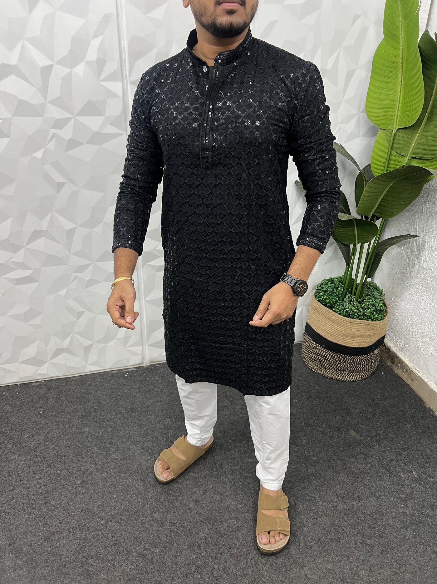 Lucknowi fabric long kurta