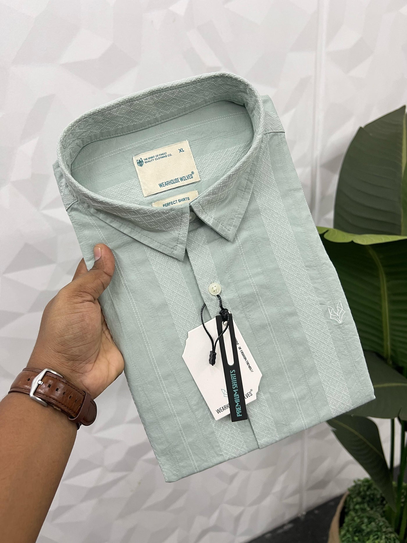 Cotton dobby giza stripes shirt