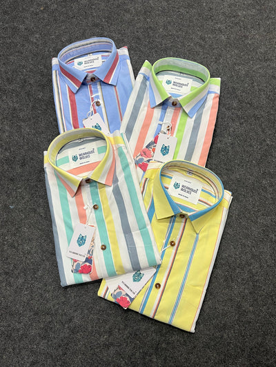 Oxford fabric multicolour stripes shirt