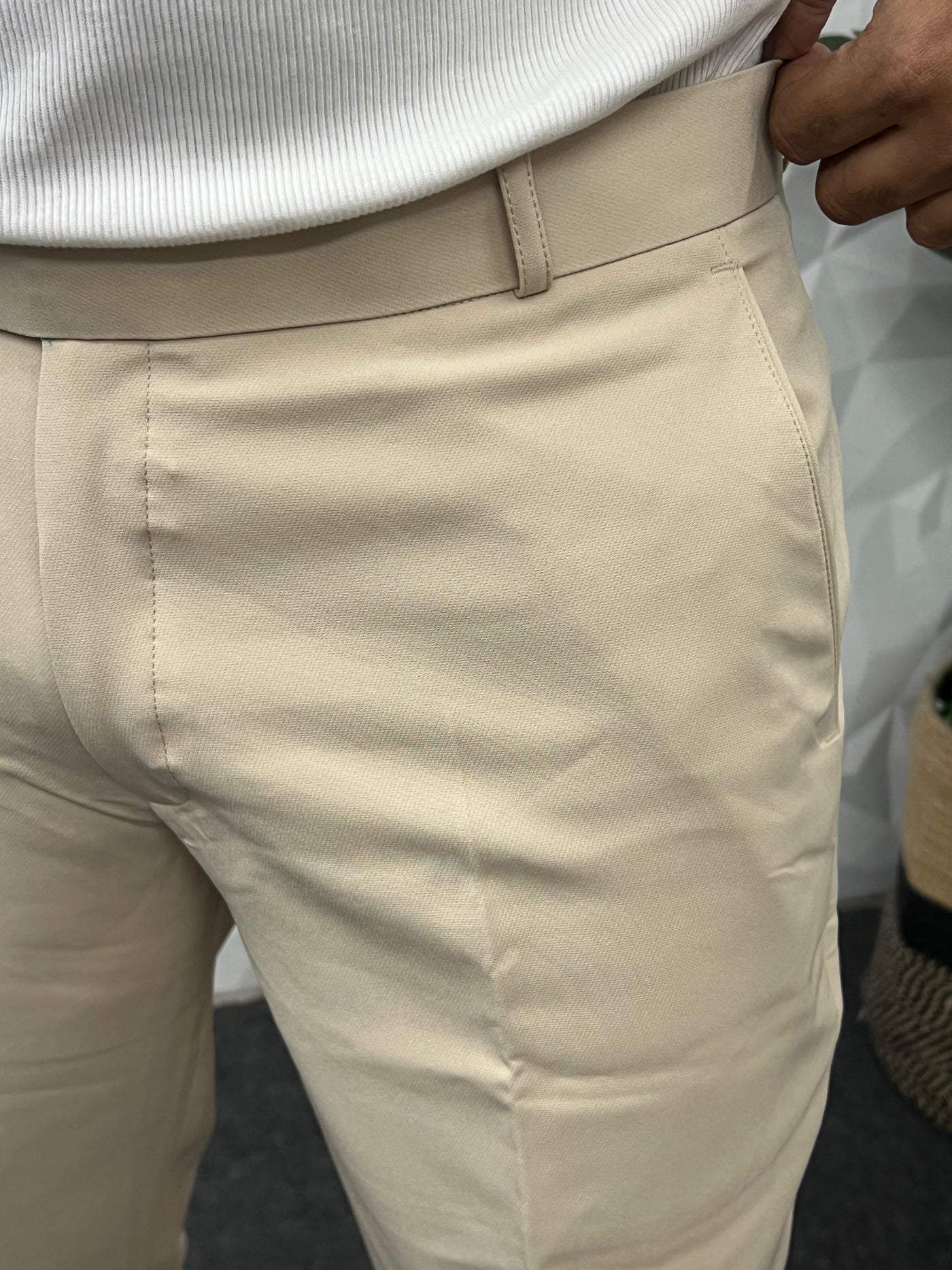 Cotton lycra fabric Ivory trouser