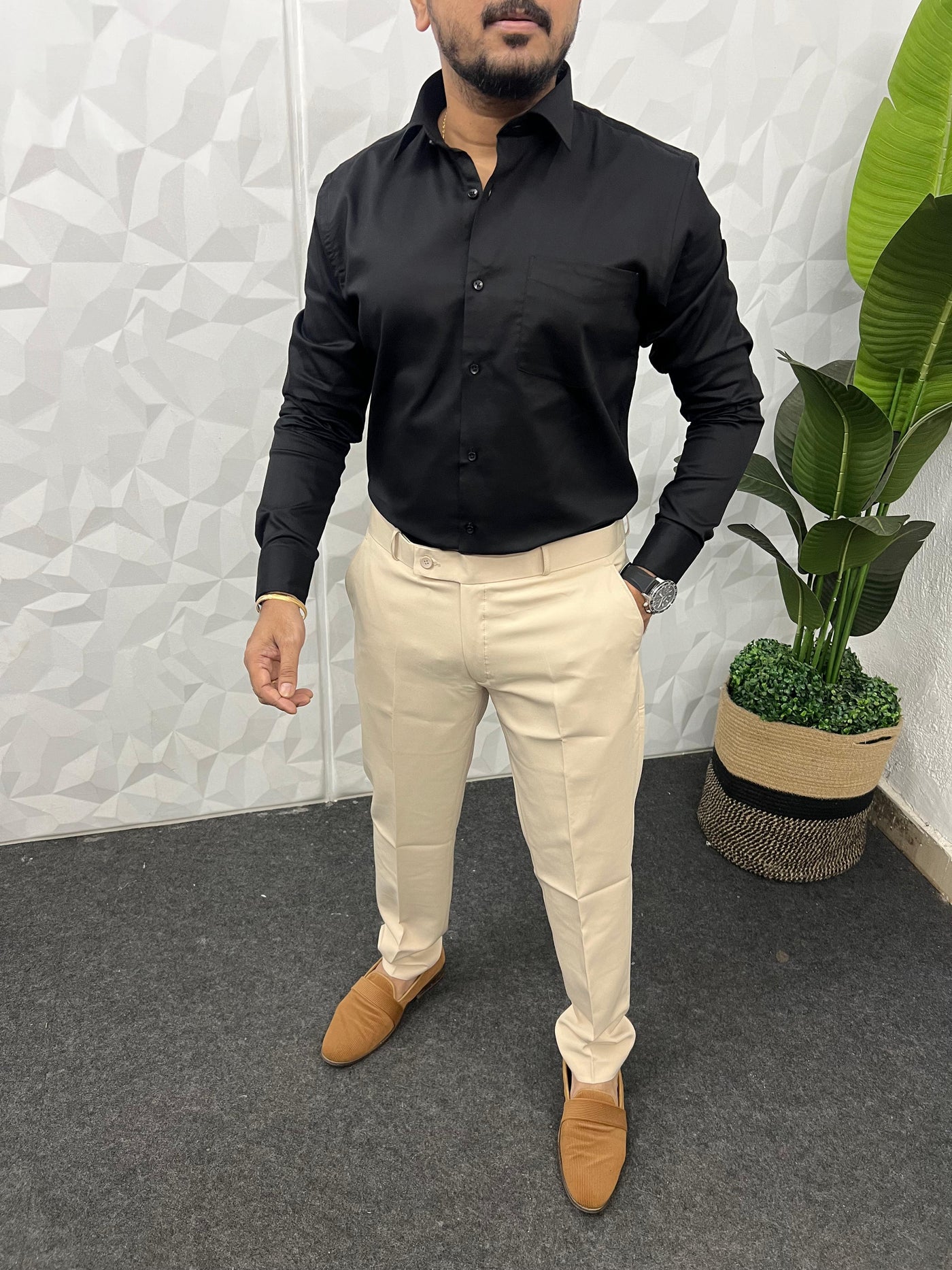Cotton lycra fabric plain shirt