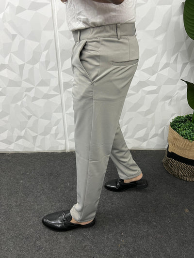 4 - way lycra comfort fit trouser ( light grey )