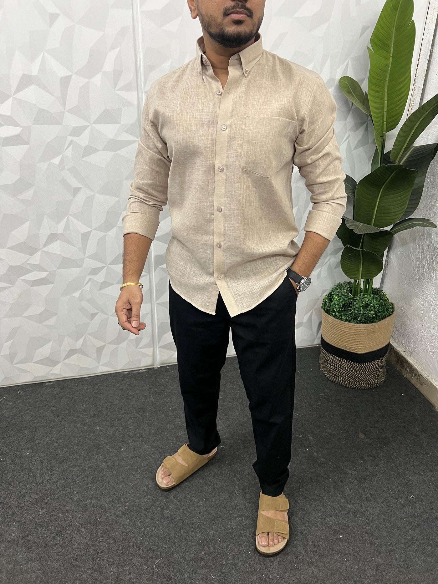 Khadi linen fabric plain shirt