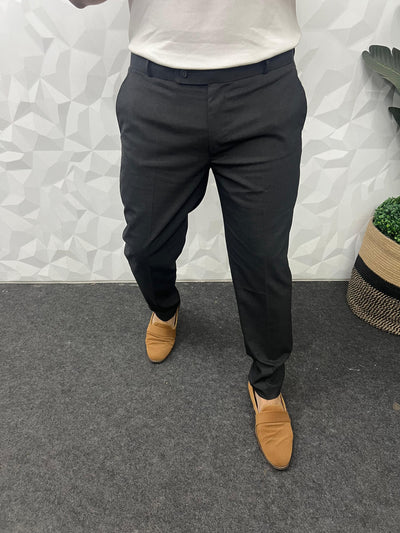 Melange cotton fabric trouser ( charcoal grey )