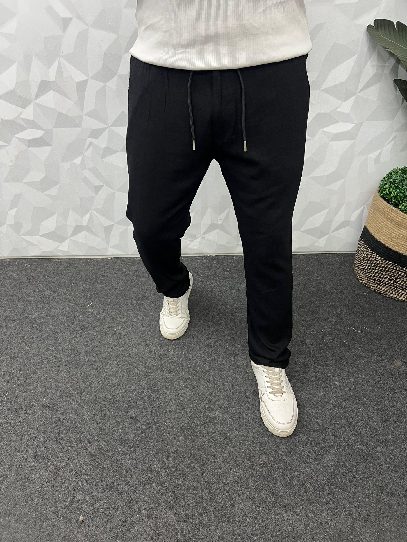 Imported fabric linen pants ( black )