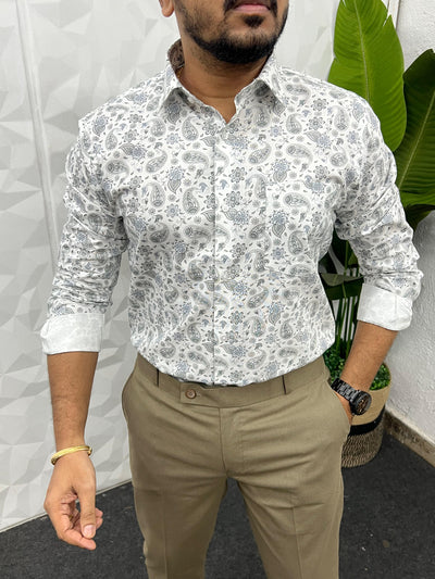 Cotton fabric formal print shirt