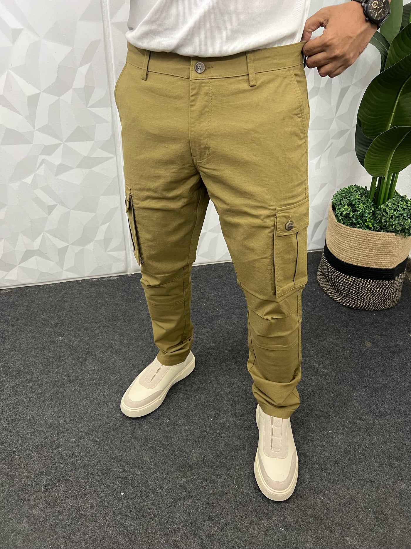 Linen fabric cargo pant