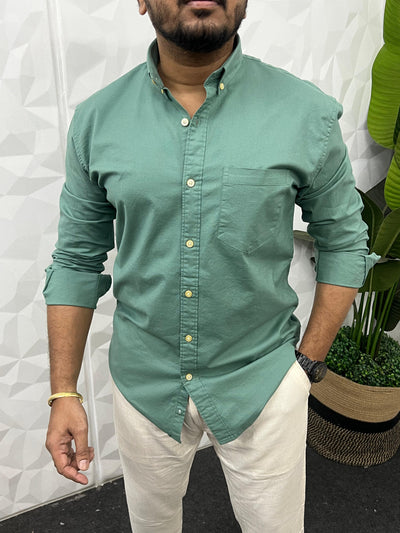 Oxford lycra solid shirt (Sea green)